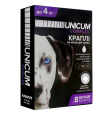 Краплі на холку Unicum Сomplex від бліх кліщів та гельмінтів для собак 0-4 кг №4 Unicum