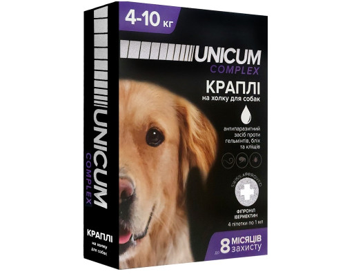 Краплі на холку для собак 4-10 кг Unicum Рremium від бліх і кліщів №4 Unicum