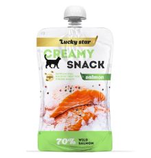 Ласощі для котів Creamy Snacks Salmon ніжне пюре з м'якоті дикого лосося 85 г Lucky Star
