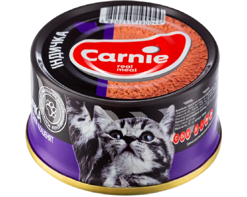 Корм для котят мясной паштет з индейкой 90 г Carnie