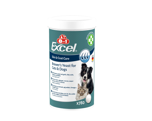 Таблетки для собак і котів Brewers Yeast добавка для догляду за шкірою та шерстю з пивними дріжджами і часником №780 8in1 Excel 