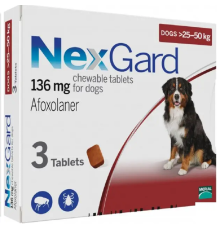 Таблетки жувальні для собак 25-50 кг NexGard від бліх і кліщів №3 Merial