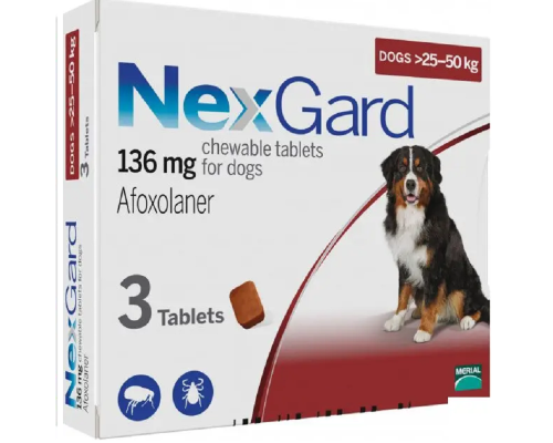 Таблетки жувальні для собак 25-50 кг NexGard від бліх і кліщів №3 Merial