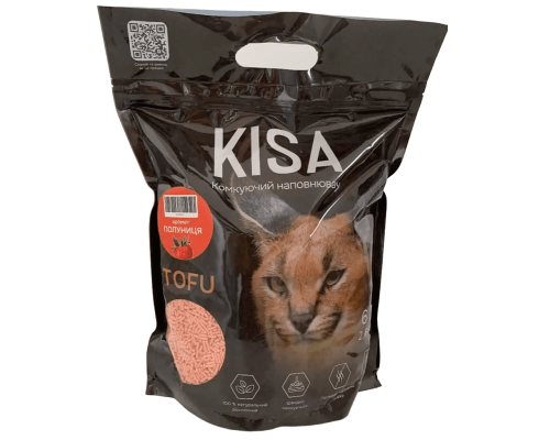 Наполнитель для кошачьих туалетов соевый Kisa Tofu Strawberry с ароматом клубники 2,6 кг 6 л TOP CAT
