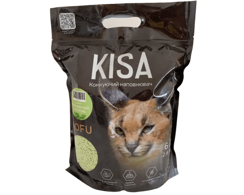 Наполнитель для кошачьих туалетов соевый Kisa Tofu Green Tea Mint с ароматом зеленого чая и мяты 2,6 кг 6 л TOP CAT