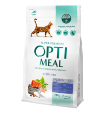 Сухий корм для стерилізованих котів Adult Cat Sterilised Salmon з м'ясом лосося 700 г Optimeal