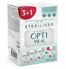Корм для стерилізованих котів 3+1 Adult Cats Multi Taste Sterilised з трьома різними смаками 340 г Optimeal