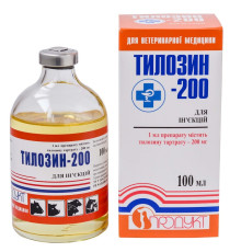 Розчин для ін'єкцій Тилозин 200 для лікування респіраторних інфекцій та захворювань ШКТ 100 мл Продукт 