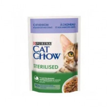 CAT CHOW Sterilized.Для стерилізованих котів. З ягням та зеленою квасолею в желе. Конс/кот 26х85г