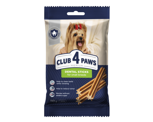 Лакомство для собак мелких пород Premium Dental Sticks жевательные палочки с мясом 11 г Клуб 4 лапы