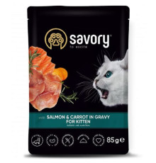 Корм для кошенят Kitten with Salmon and Carrot in Gravy шматочки лосося з морквою в соусі 85 г Savory 