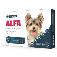 АЛЬФА Капли от блох и клещей для собак 1,5–4 кг 0,8 мл*3 Vitomax