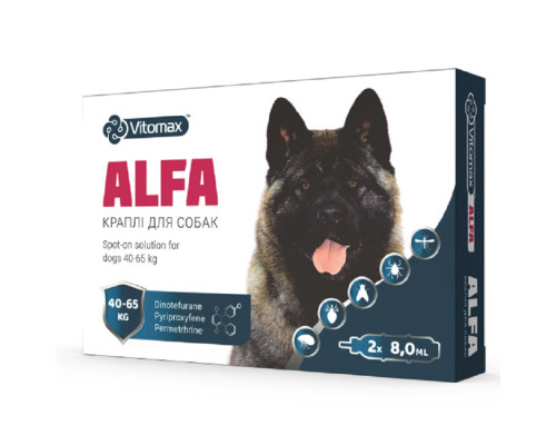 Капли противопаразитарные Альфа Alfa для собак 40 – 65 кг 8,0 мл*1 ампула Vitomax