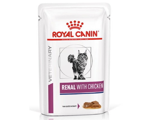 Корм для котів із хворобами нирок Renal Feline Chicken зі шматочками курки в соусі 85 г Royal Canin