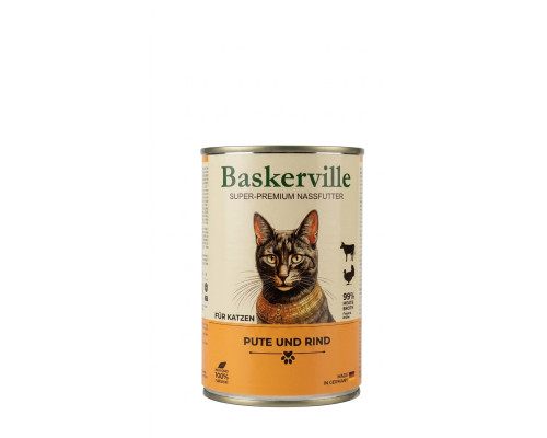 Корм для котів Баскервіль індичка з яловичиною 400 г Baskerville