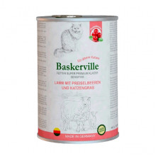 Корм для дорослих котів Баскервіль Baskerville консерва з ягням,  журавлиною і травою 400 г
