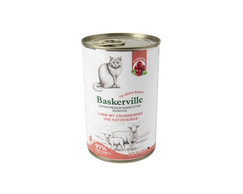 Корм для котів Баскервіль з ягням журавлиною та травою 400 г Baskerville