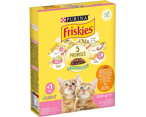 Сухой корм для котят Friskies Junior с курицей молоком и овощами 300 г Purina