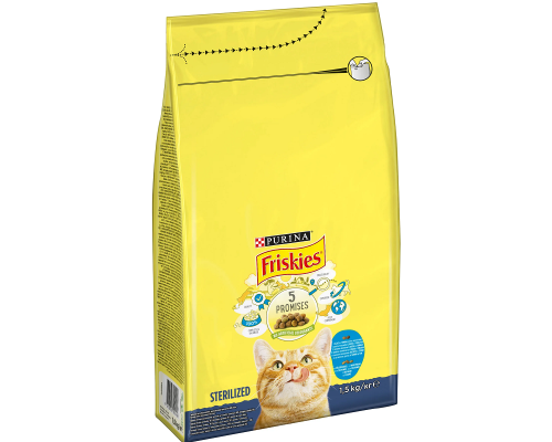 Сухой корм для стерилизованых котов Friskies с лососем и овощами 1,5 кг Purina