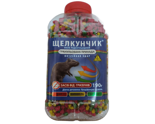 Гранулированная приманка Щелкунчик Тройной удар от крыс и мышей с ароматом сыра арахиса и карамели 190 г АгроМаг