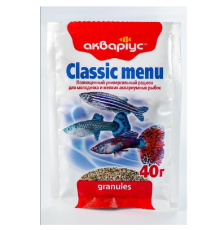 Корм для акваріумних риб у гранулах Classic Menu 40 г Акваріус