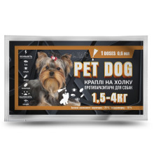 Краплі для собак 1,5-4 кг Pet Dog від бліх кліщів і волосоїдів 1 піпетка 0,6 мл Круг
