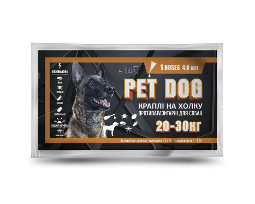 Капли для собак 20-30 кг Pet Dog от блох клещей и власоедов 1 пипетка 4,0 мл Круг