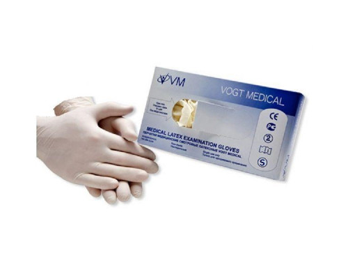 Перчатки латексные нестерильные смотровые припудренные размер S 50 пар Vogt Medical