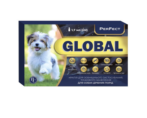 Капли для собак мелких пород Perfect Global от блох и клещей 1 пипетка 1,7 мл Ветсинтез срок 09.2026