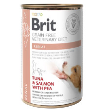 Корм для собак із хворими нирками Grain Free VetDiets Renal Tuna and Salmon with Pea з тунцем лососем і горохом 400 г Brit 
