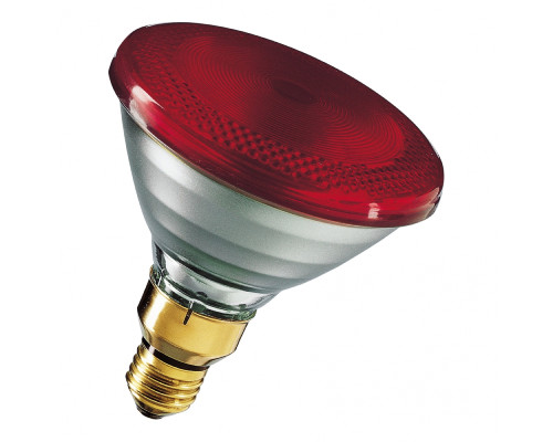 Лампа ИК для обогрева животных 100 W 240 V  LuxLight BR38 твердое стекло красная