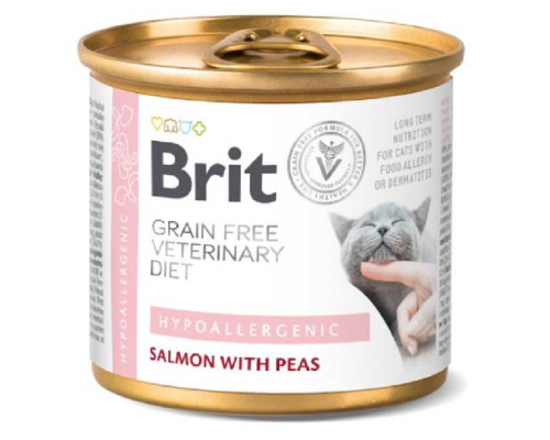 Корм для котів з харчовими алергіями Brit VetDiets з лососем та горохом 200 г Brit