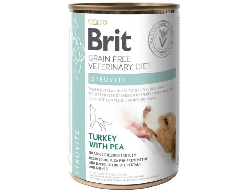 Корм для собак с мочекаменной болезнью Grain Free VetDiets Struvite Turkey with Pea с индейкой и горохом 400 г Brit