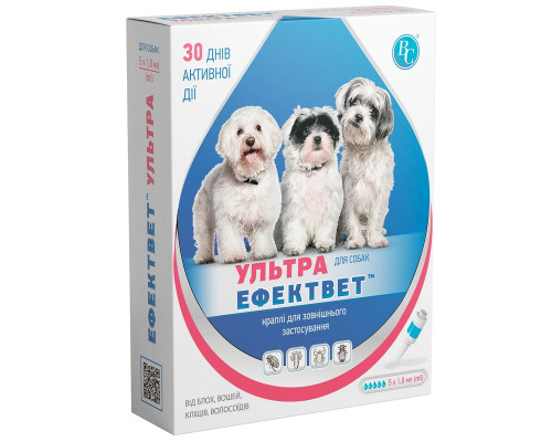 Капли на холку для собак Эффектвет Ультра 1 мл от блох вшей клещей и власоедов №5 Ветсинтез