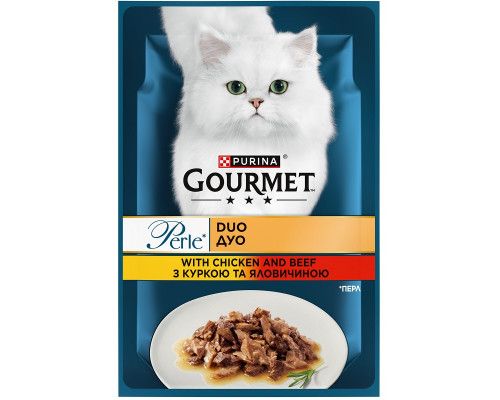 Корм для котів Gourmet Perle Duo з куркою та яловичиною 85 г Purina
