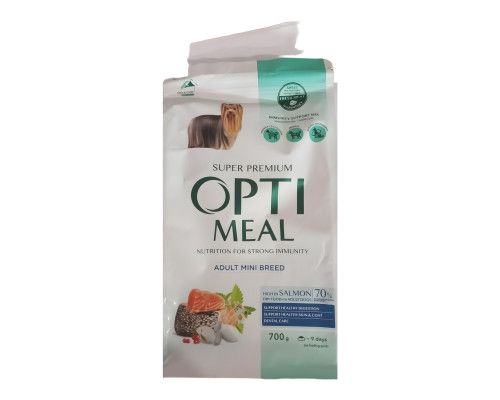 Сухой корм для собак малых пород Adult Dogs Mini Breed Salmon с лососем  700г Optimeal