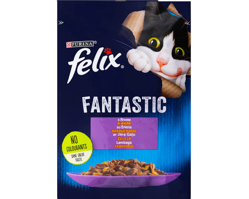 Корм для котів Felix Fantastic з ягнятком у желе 85 г Purina