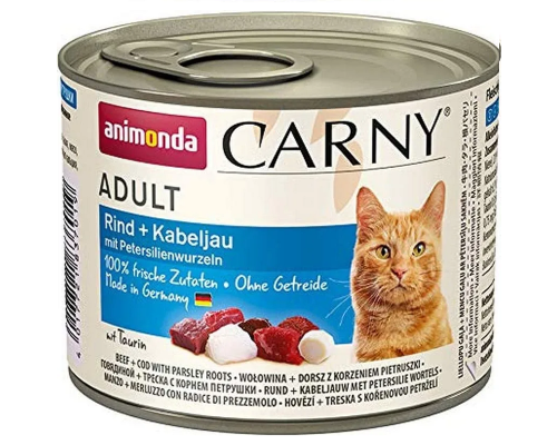 Корм для котов Carny с говядиной треской и корнем петрушки 200 г Animonda