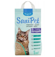 Наповнювач для котячих туалетів Sani Pet середній 1,5-3,5 мм бентонітовий грудкуючий 5 кг Природа