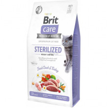 Корм для котов Брит контроль веса для стерилизованных Brit Care Cat GF Sterilized Weight Contro 7кг ЦЕНА за 1кг