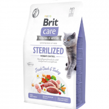 Корм для стерилизованных котов Cat Sterilized Weight Control контроль веса с уткой и  индейкой Brit Care Весовой цена за 1 кг