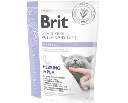 Сухой корм для кошек с желудочно-кишечными расстройствами GF VetDiets Cat Gastrointestinal c сельдью и горохом 400 г Brit Care