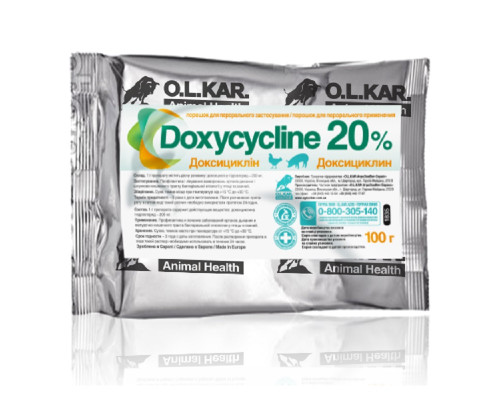 Доксициклін 20% (порошок) антибіотик для с\х птиці та свиней 100 г O.L.KAR