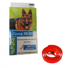 Ошейник Супер ХЕЛП противопаразитарный для собак красный 70 см Круг