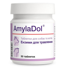 Таблетки для котів і собак малих порід AmylaDol для нормалізації травлення №30 Dolfos