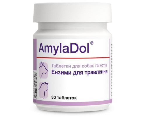 Таблетки для котів і собак малих порід AmylaDol для нормалізації травлення №30 Dolfos