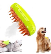 Парова щітка масажер спрей 3 в 1 Pet Spray Massage Brush USB Жовто-помаранчова  для вичісування собак і котів з паровим розпилювачем 