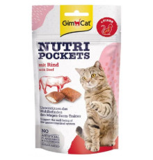 Ласощі для котів Nutri Pockets Beef and Malt з начинкою з яловичини та солодової пасти 60 г GimCat 