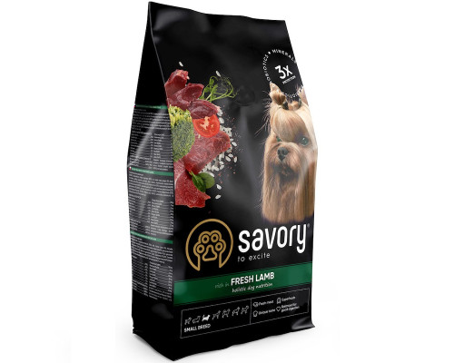 Сухой корм для собак малых пород Small Breeds rich in Fresh Lamb со свежим мясом ягненка 1 кг Savory