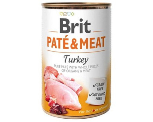 Корм для собак Pate and Meat Dog м'ясний паштет з цільними шматочками індички 400 г Brit